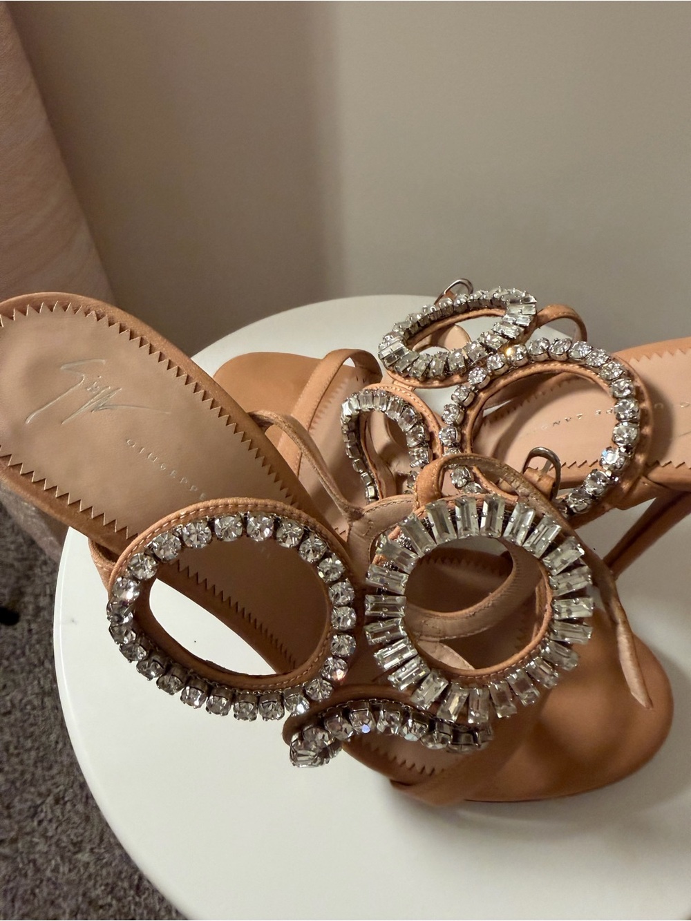 Giuseppe Zanotti Crystal Embellished Nude Stiletto Sandals – Size 41 - Picture 2 of 3